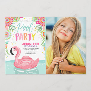 Flamingo Zwembad uitnodiging Tropische Zwembad flo