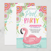 Flamingo Zwembad uitnodiging Tropische Zwembad flo (Voorkant / Achterkant)