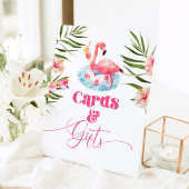 Flamingo Zwembad verjaardagsfeestje Kaarten en ges Reclamebord Met Voetstuk