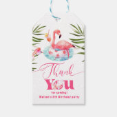 Flamingo zwembadfeest roze meisje verjaardag cadeaulabel (Voorkant)