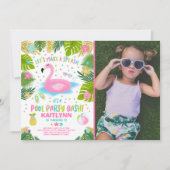 Flamingo zwembadfeest uitnodiging Tropische Flamin (Voorkant)