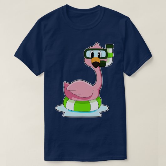 Flamingo Zwemmen Reddingsboei T-shirt (Design voorkant)