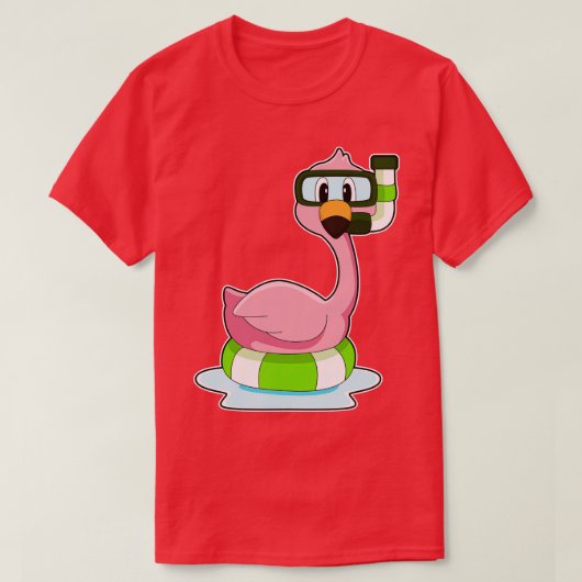 Flamingo Zwemmen Reddingsboei T-shirt (Design voorkant)