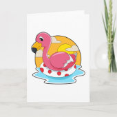 Flamingo zwemt met reddingsboei kaart (Voorkant)