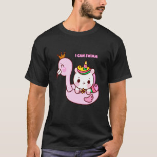 flamingo zwemt schattig paard t-shirt