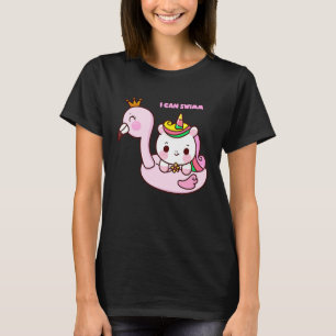 flamingo zwemt schattige paard t-shirt
