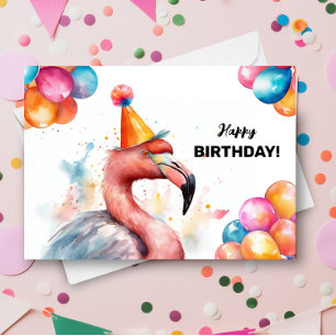 Flamingobalonnen en Party Pet Tropical Birthday Kaart