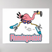 flamingocize jogging flamingo cartoon poster (Voorkant)