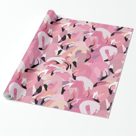 Flamingoenen in roze Gift Wrap Cadeaupapier (Uitgerold)