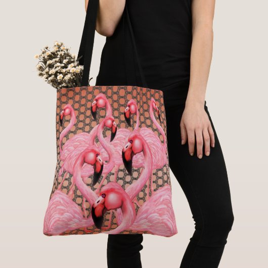 Flamingoenen op Parade met Polka Dots Tote Bag (Dichtbij)
