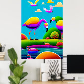 Flamingoes - Canvas Art Print (Thuiskantoor)