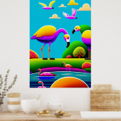 Flamingoes - Canvas Art Print (Keuken)