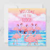 Flamingoes op Parade Flat Wenskaart Kaart (Voorkant)