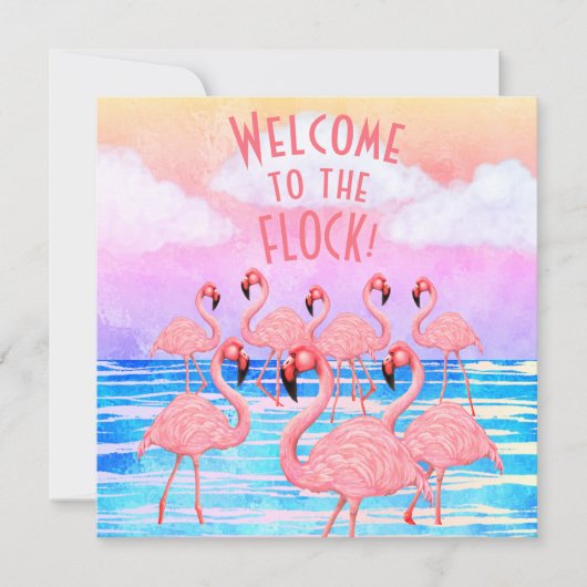 Flamingoes op Parade Flat Wenskaart Kaart (Voorkant)