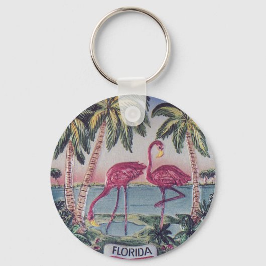  flamingoes van Florida en palmbomen Sleutelhanger (Voorkant)