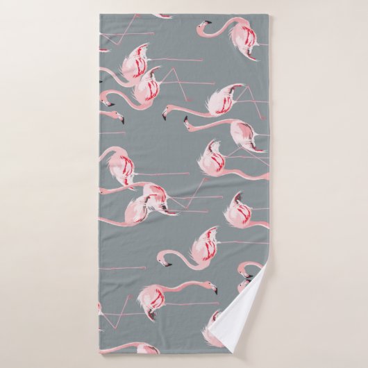 Flamingogrijs: naadloos patroon. badhanddoek (Badhanddoek)