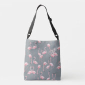 Flamingogrijs:  naadloos patroon. crossbody tas (Achterkant)