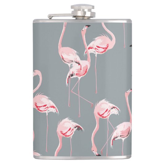 Flamingogrijs:  naadloos patroon. heupfles (Voorkant)
