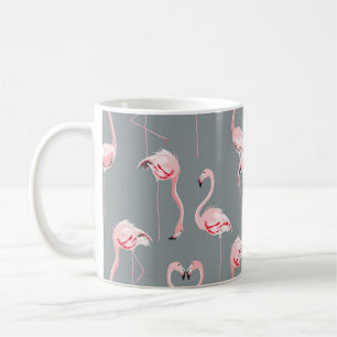 Flamingogrijs: naadloos patroon. koffiemok