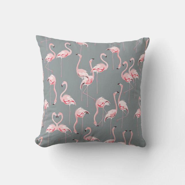 Flamingogrijs:  naadloos patroon. kussen (Voorkant)