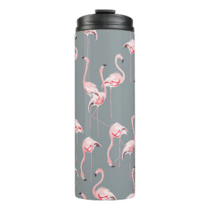 Flamingogrijs: naadloos patroon. thermosbeker