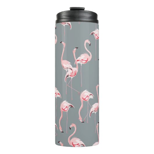 Flamingogrijs:  naadloos patroon. thermosbeker (Voorkant)