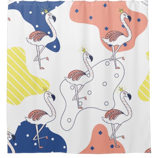 Flamingokroon: Abstract naadloos. Douchegordijn (Voorkant)