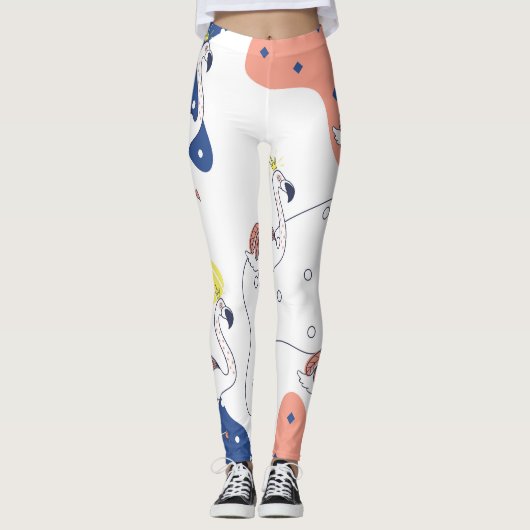 Flamingokroon: Abstract  naadloos. Leggings (Voorkant)