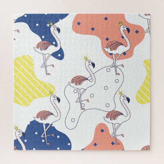 Flamingokroon: Abstract naadloos. Legpuzzel (Verticaal)