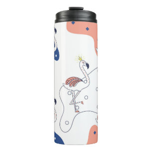 Flamingokroon: Abstract  naadloos. Thermosbeker