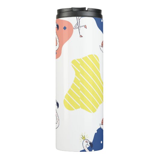 Flamingokroon: Abstract  naadloos. Thermosbeker (Achterkant)