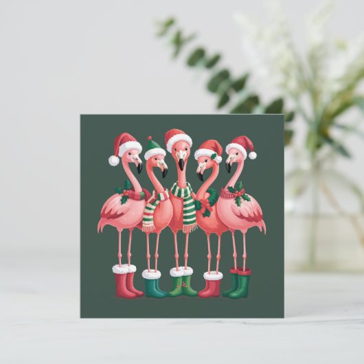 Flamingoliefhebber Geschenk Kerstmis Prettig Kerst Feestdagenkaart (Staand voorkant)
