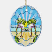Flamingoliefhebbers keramisch ornament (Rechts)