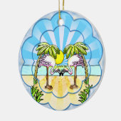 Flamingoliefhebbers keramisch ornament (Links)