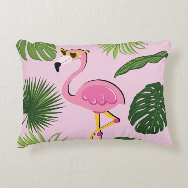 Flamingopalm laat tropisch design achter accent kussen (Voorkant)