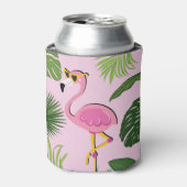 Flamingopalm laat tropisch design achter blikjeskoeler (Blikje Voorkant)