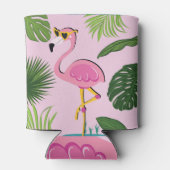 Flamingopalm laat tropisch design achter blikjeskoeler (Achterkant)