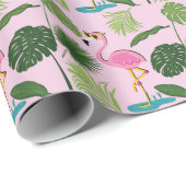 Flamingopalm laat tropisch design achter cadeaupapier (Rol Hoek)