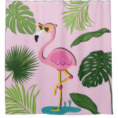 Flamingopalm laat tropisch design achter douchegordijn (Voorkant)