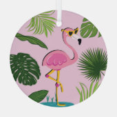 Flamingopalm laat tropisch design achter glas ornament (Achterkant)