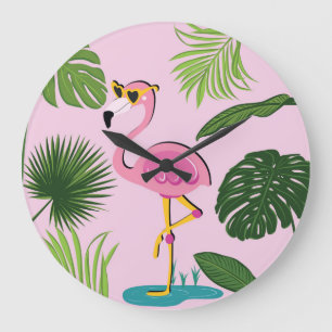Flamingopalm laat tropisch design achter grote klok