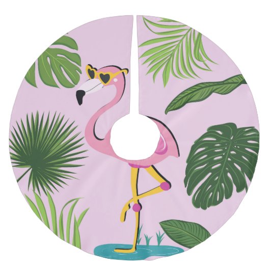 Flamingopalm laat tropisch design achter kerstboom rok (Voorkant)