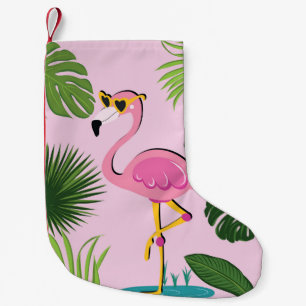 Flamingopalm laat tropisch design achter kleine kerstsok