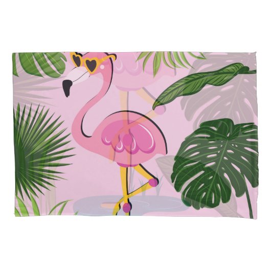 Flamingopalm laat tropisch design achter kussensloop (Voorkant)