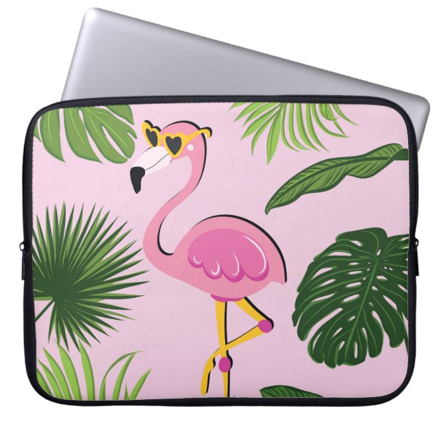 Flamingopalm laat tropisch design achter laptop sleeve (Voorkant)