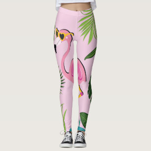 Flamingopalm laat tropisch design achter leggings