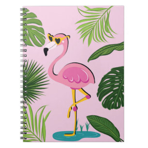 Flamingopalm laat tropisch design achter notitieboek
