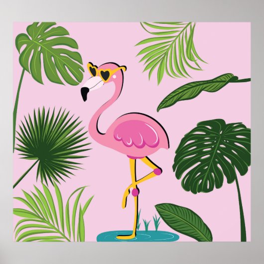 Flamingopalm laat tropisch design achter poster (Voorkant)