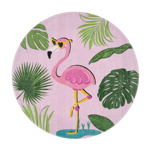 Flamingopalm laat tropisch design achter snijplank (Voorkant)