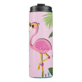 Flamingopalm laat tropisch design achter thermosbeker (Voorkant)